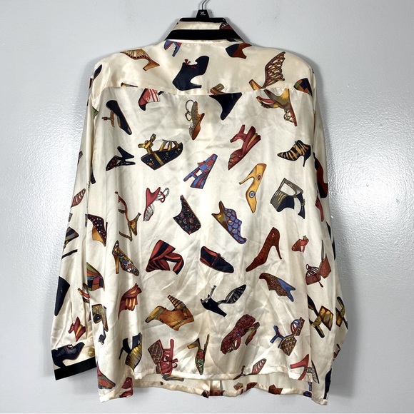Nancy Heller Vintage silk blouse shoe print - Picture 4 of 17